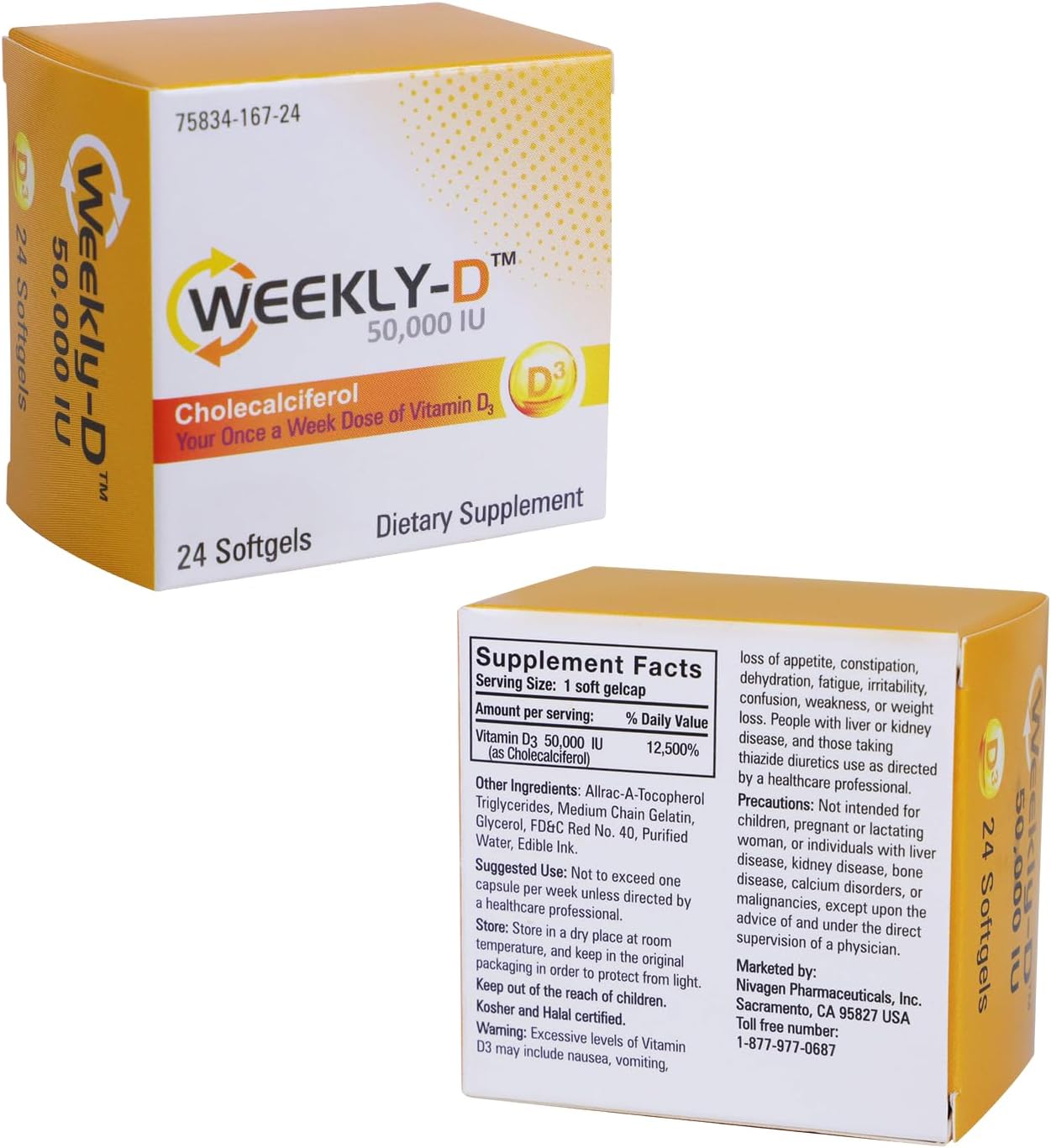 Nivagen Weekly-D Vitamin D3 50,000 IU - Once-Weekly High Potency Softgels - 12 Capsules - görsel 8