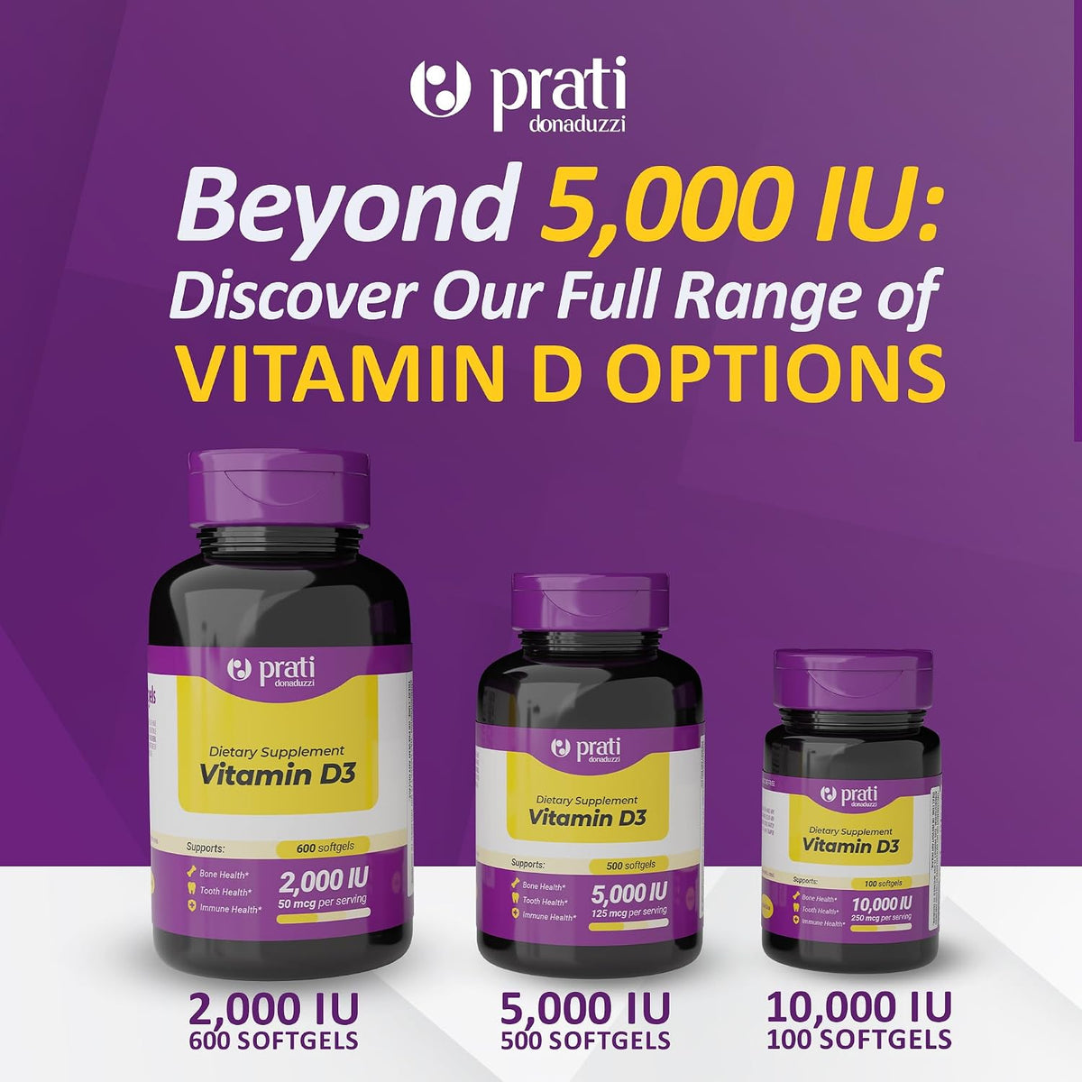 Prati Donaduzzi Vitamin D3 5,000 IU (125 mcg) Soft gel capsules, 500 Count - görsel 7