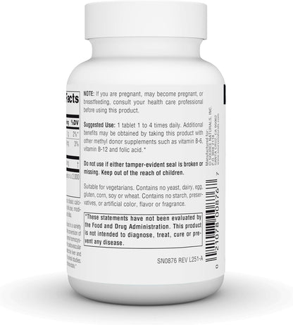 Source Naturals TMG, Trimethylglycine (Anhydrous Betaine) - 750 mg - 60 Vegetarian Tablets