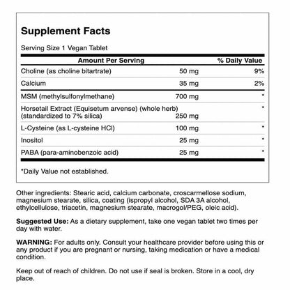 Swanson Hair, Skin & Nails Beauty Supplement with MSM and Horsetail Extract (60 Vegan Tablets)