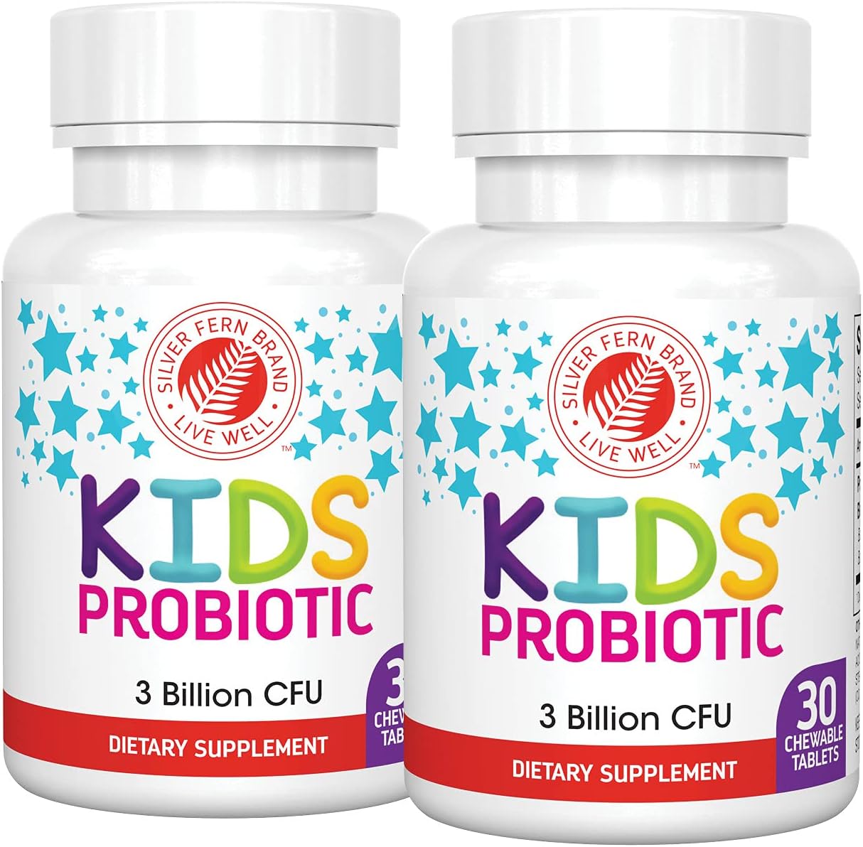 Silver Fern Brand Kids Ultimate Probiotic - 2 Bottles - 30 Chewable Tablets Each - Sugar & Gluten-free - Children's Food Supplement - DNA & Survivability Verified - Digestive & Immune Support - görsel 1