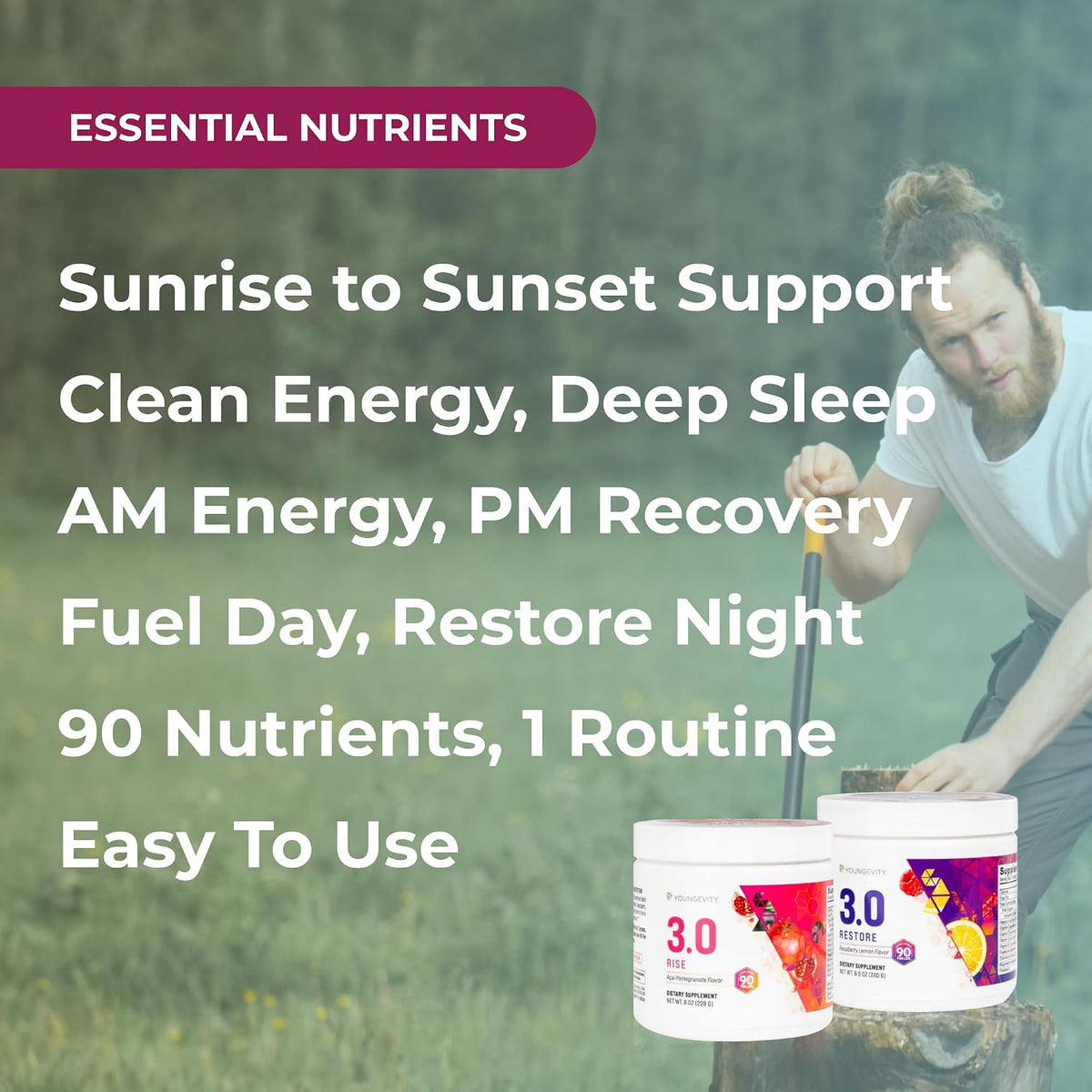 Youngevity Beyond Tangy Tangerine 3.0 Rise & Restore | Dual-System Supplement for Day & Night | Natural Energy, Cognitive Immune & Digestive Support | Acai Pomegranate & Raspberry Lemon - görsel 7