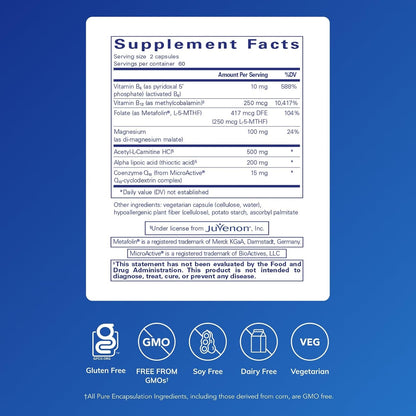 Pure Encapsulations Revita-Age Nerve – Hypoallergenic Food Supplement for Nerve, Cardiovascular & Neurocognitive Support (120 Capsules)