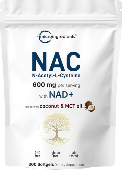 NAC 600mg with NAD+, 300 Soft gel capsules