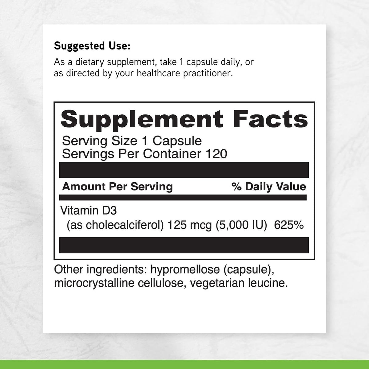 DAVINCI Labs Vitamin D3 5000 IU - Food Supplement for Bone, Immune, and Muscle Health - 120 Capsules - görsel 6