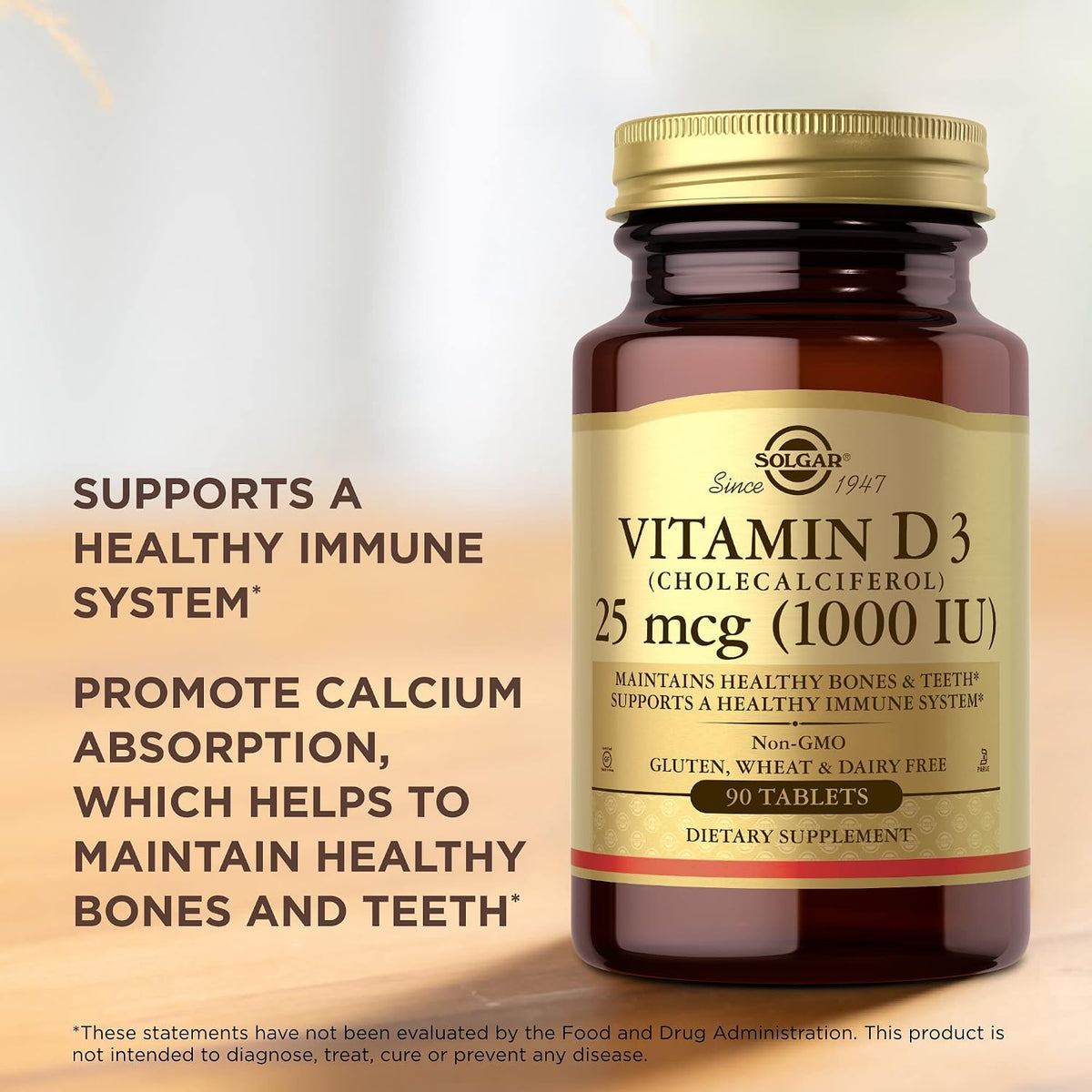 Solgar Vitamin D3 (Cholecalciferol) 1000 IU Tablets, 90 - görsel 5