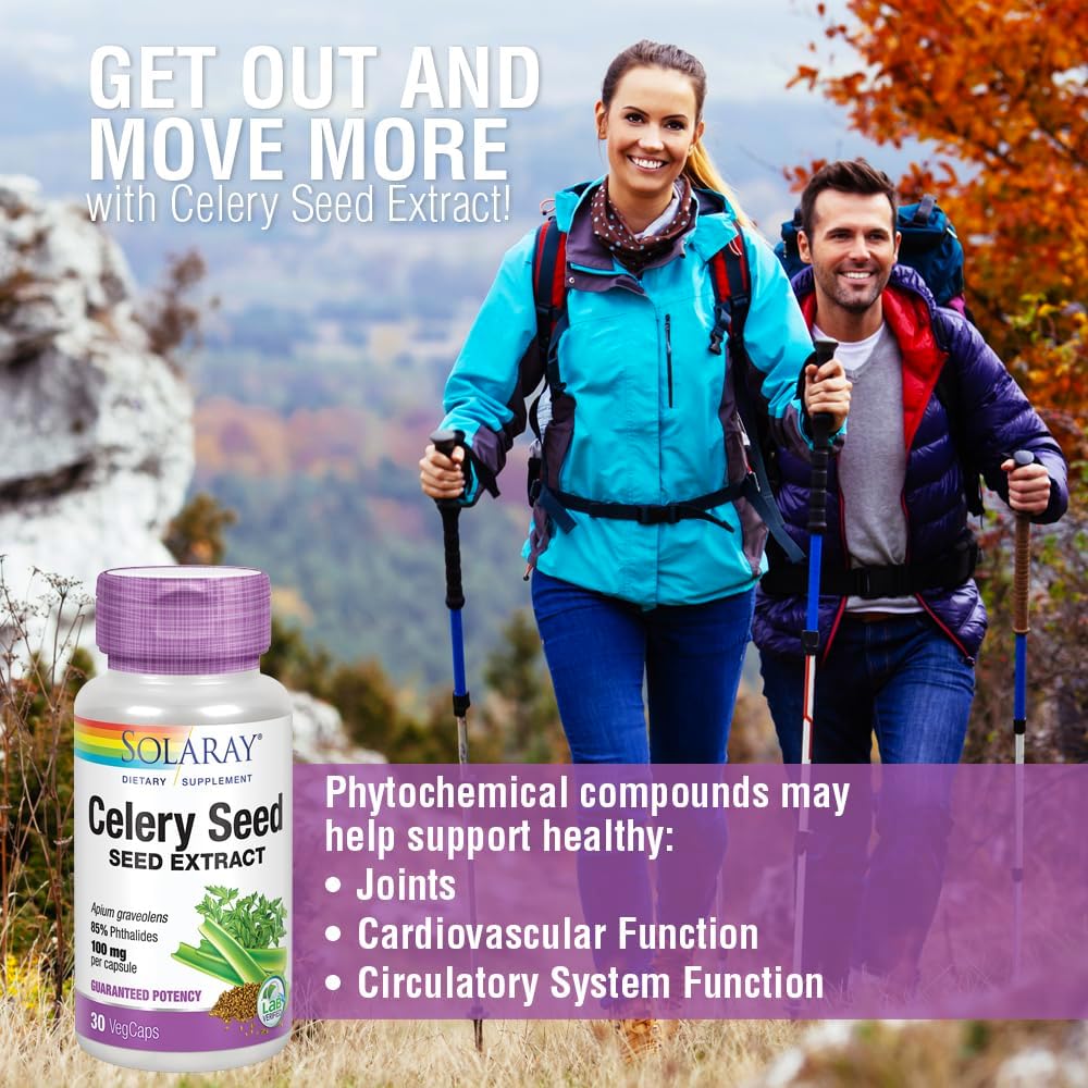 SOLARAY Celery Seed Extract Capsules - General Wellbeing Support - 100 mg, 85% Phthalides, Non-GM, Vegan - 30 VegCaps - görsel 3