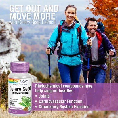 SOLARAY Celery Seed Extract Capsules - General Wellbeing Support - 100 mg, 85% Phthalides, Non-GM, Vegan - 30 VegCaps
