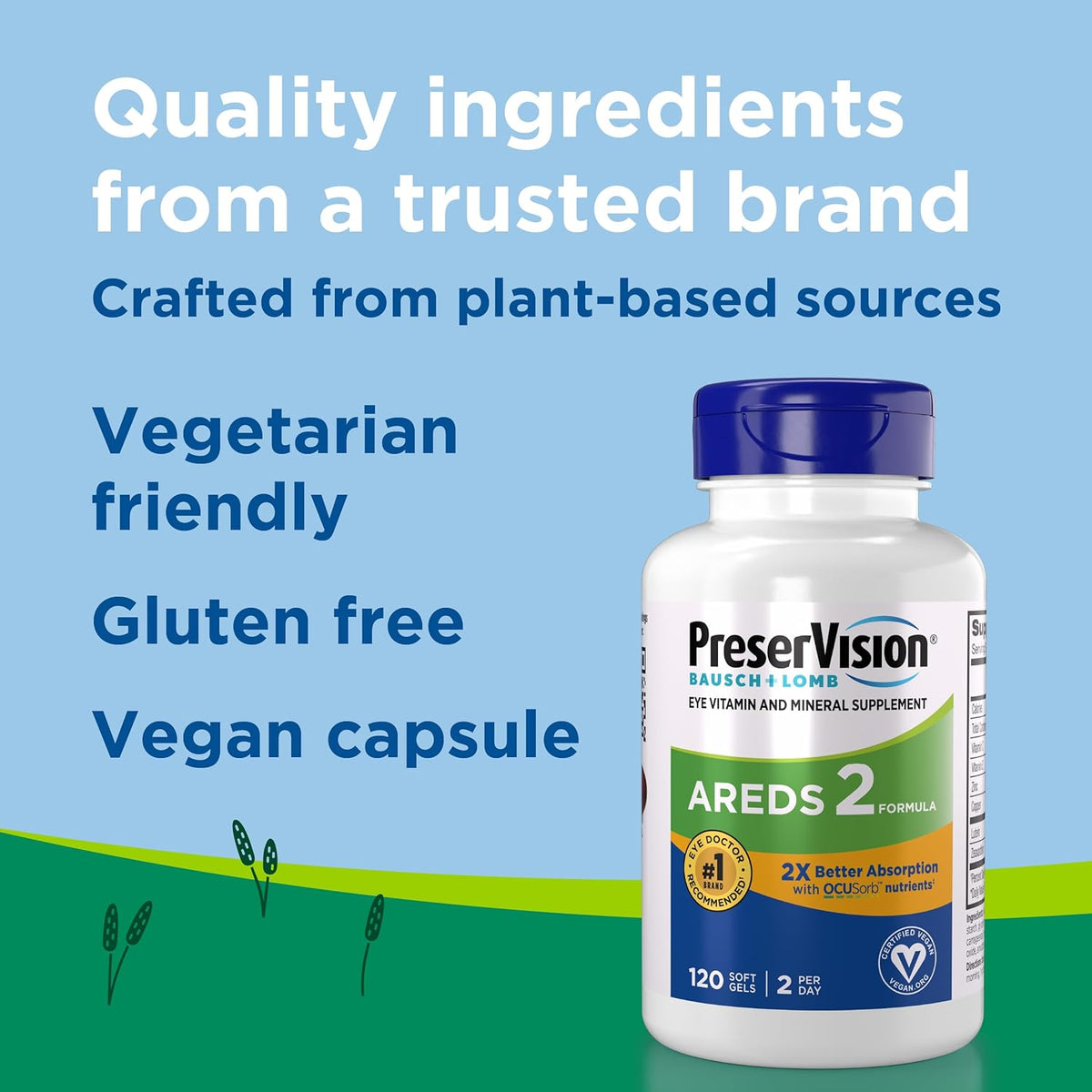PreserVision AREDS 2 Eye Vitamin & Mineral Supplement with OCUSorb, 120 Vegan Soft Gels - görsel 3