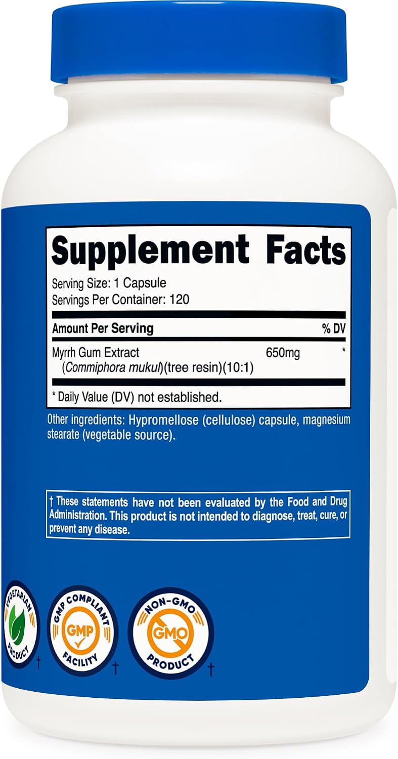 Nutricost Myrrh Extract 120 Capsules – 650mg 4:1 Extract, Gluten-Free, Non-GMO, Vegetarian - görsel 5