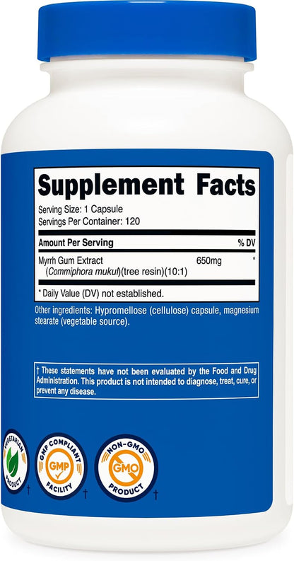 Nutricost Myrrh Extract 120 Capsules – 650mg 4:1 Extract, Gluten-Free, Non-GMO, Vegetarian