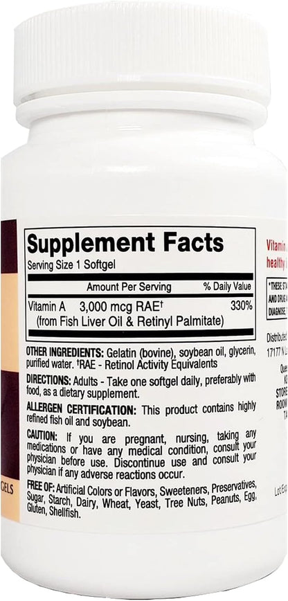 Major Vitamin A Capsules, 100 Softgels