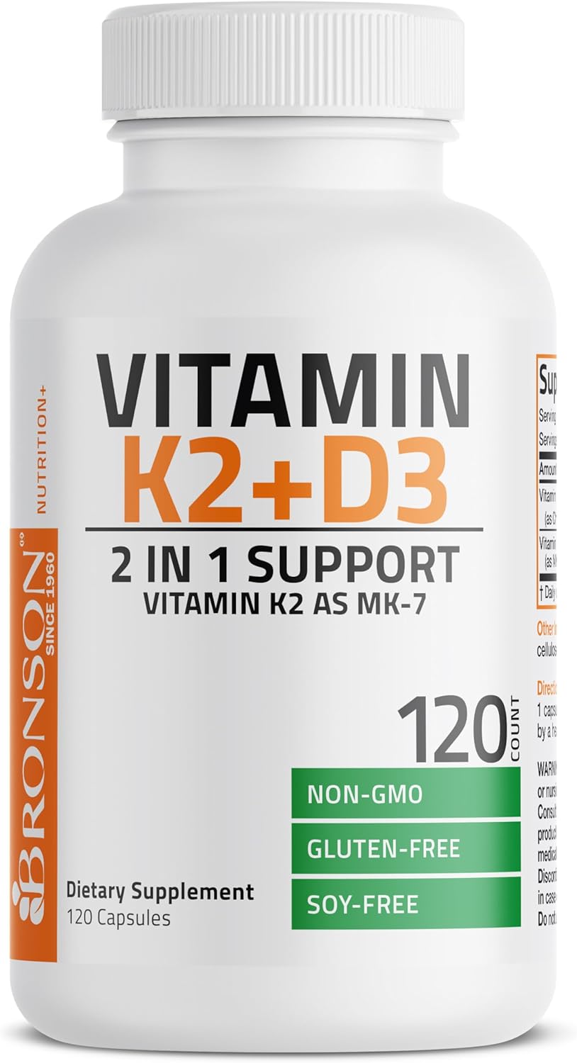 Bronson Vitamin D3 K2 (MK-7) Supplement - 5000 IU D3 & 90 mcg K2, 120 Capsules - görsel 5