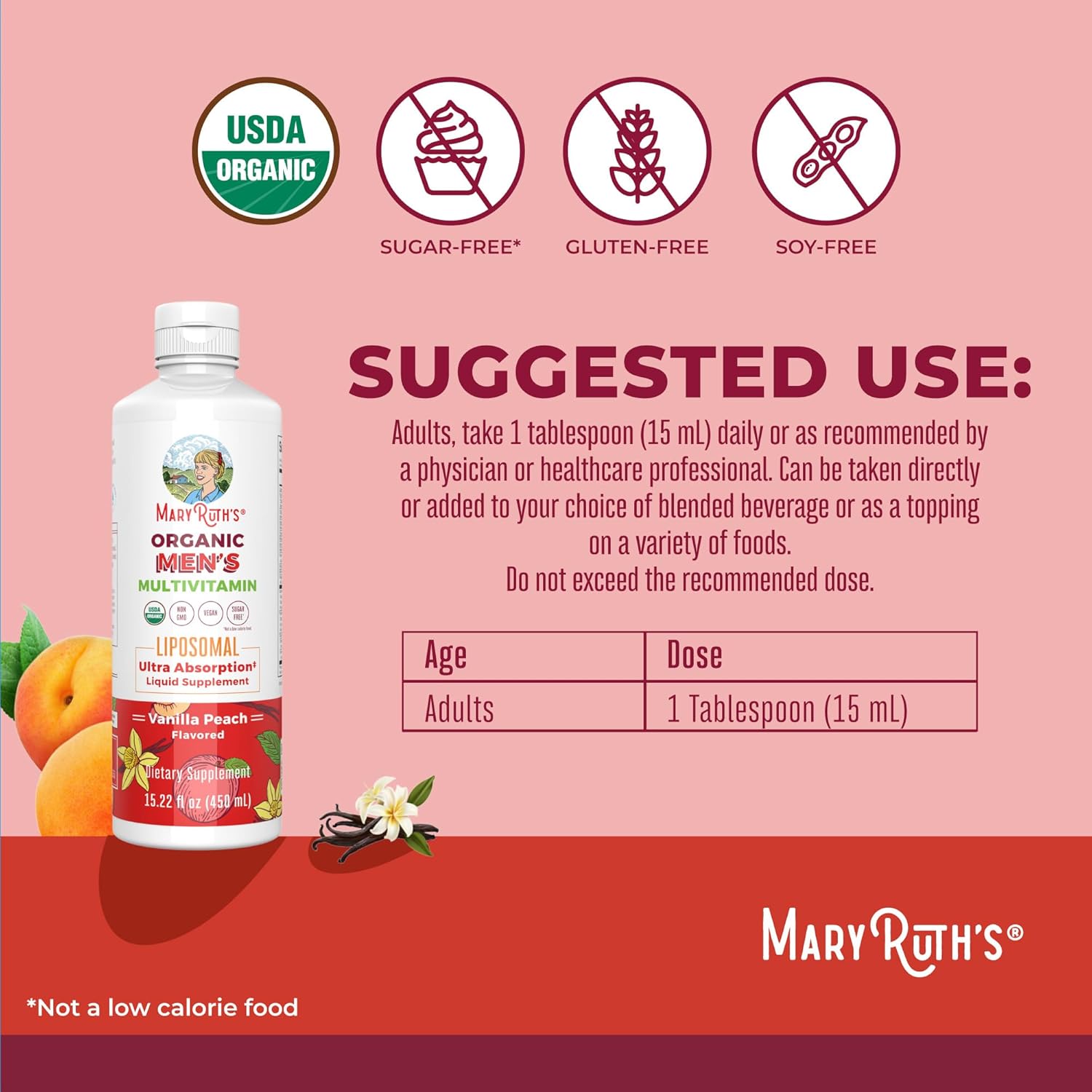 MaryRuth’s Multivitamin Liposomal for Men – Sugar Free Liquid Multivitamin with B Vitamins, D3, Omega 3 & 9 (15.22 fl oz) - görsel 3