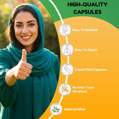 SHIFAA NUTRITION Halal Multivitamin for Women, Men & Adults – 30 Liquid Capsules with Iron, CoQ10, and 42 Fruits & Vegetables