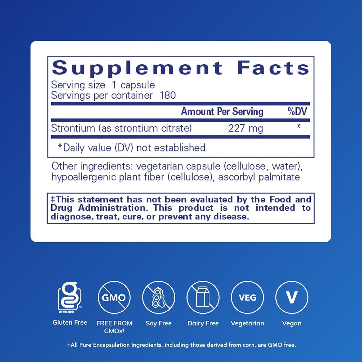 Pure Encapsulations Strontium (Citrate) - Hypoallergenic Food Supplement for Bone Health (180 Capsules) - görsel 2