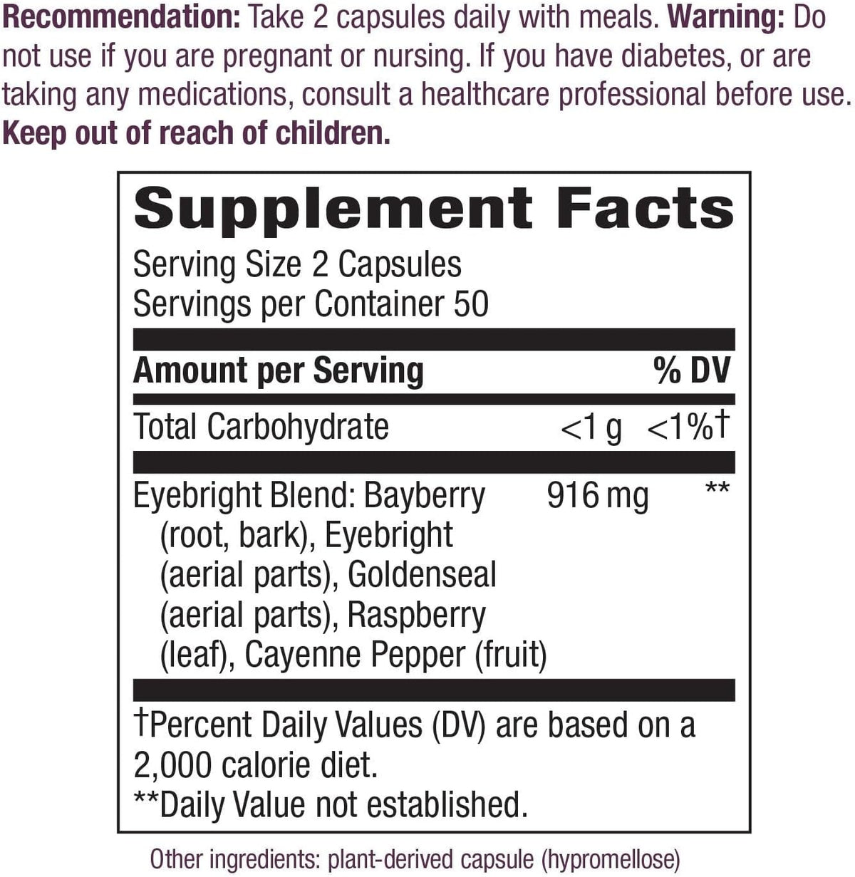 Nature's Way Eyebright Supportive Blend, 458 mg, 100 Capsules - görsel 3