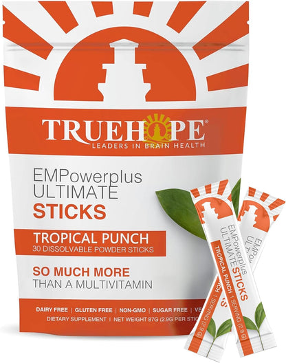 Truehope Multivitamin Nootropic Pouches with Inositol - Once-Per-Day EMPowerplus Ultimate Sticks - 30 Sachets (Tropical)