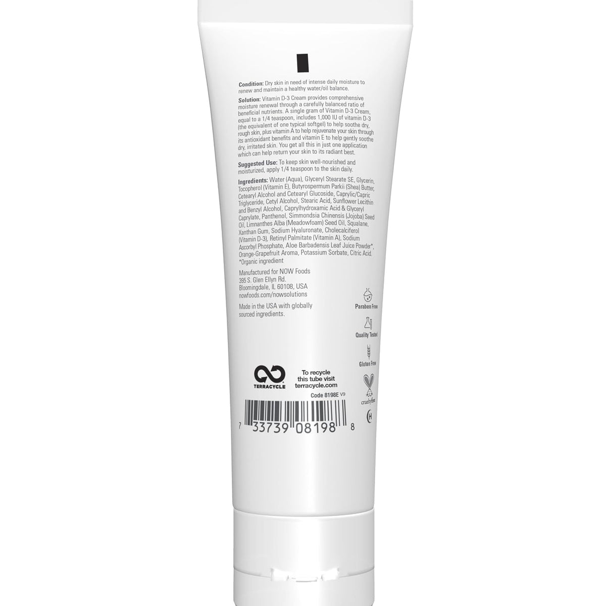 NOW Solutions Vitamin D-3 Cream 1,000 IU per Gram, High-Potency, Intense Moisture, 113 g - görsel 2
