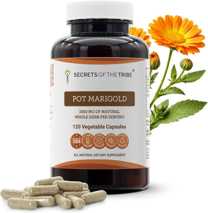 Secrets of the Tribe Pot Marigold 120 – High Potency : Each capsule delivers 1000 mg of pot marigold dried flower, – Image 1