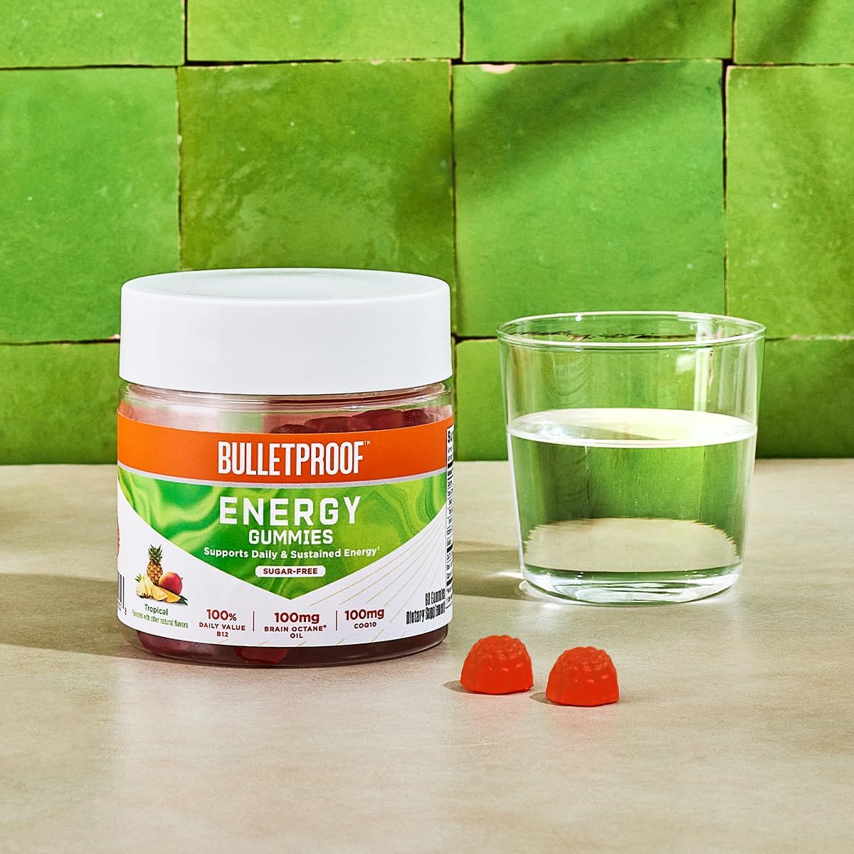 Bulletproof Sugar-Free Tropical Energy Gummies - CoQ10, B12, Brain Octane Oil - 60 Gummies - görsel 3
