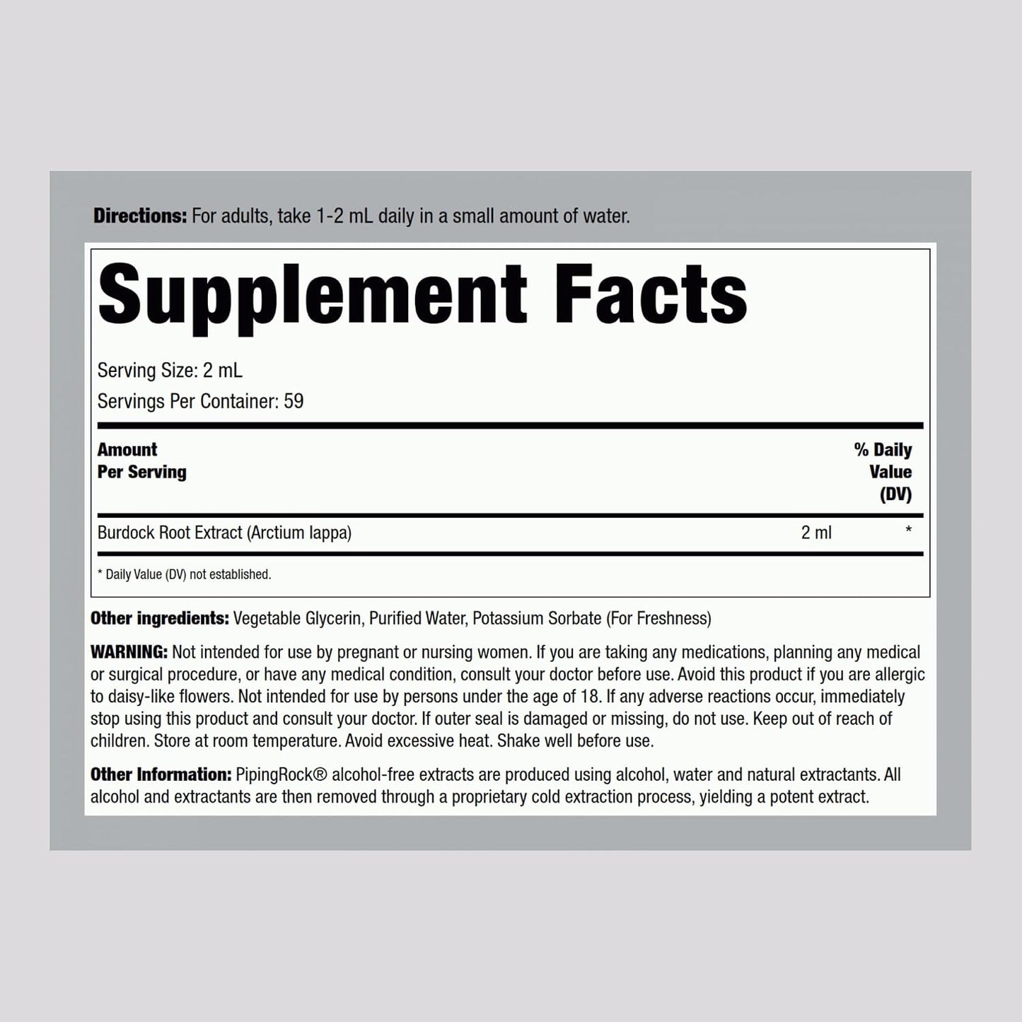 Piping Rock Burdock Root Tincture Extract | 118 ml | Premium Herbal Liquid Drops | Certified Botanical Supplement | Non-GMO, Gluten-Free - görsel 2