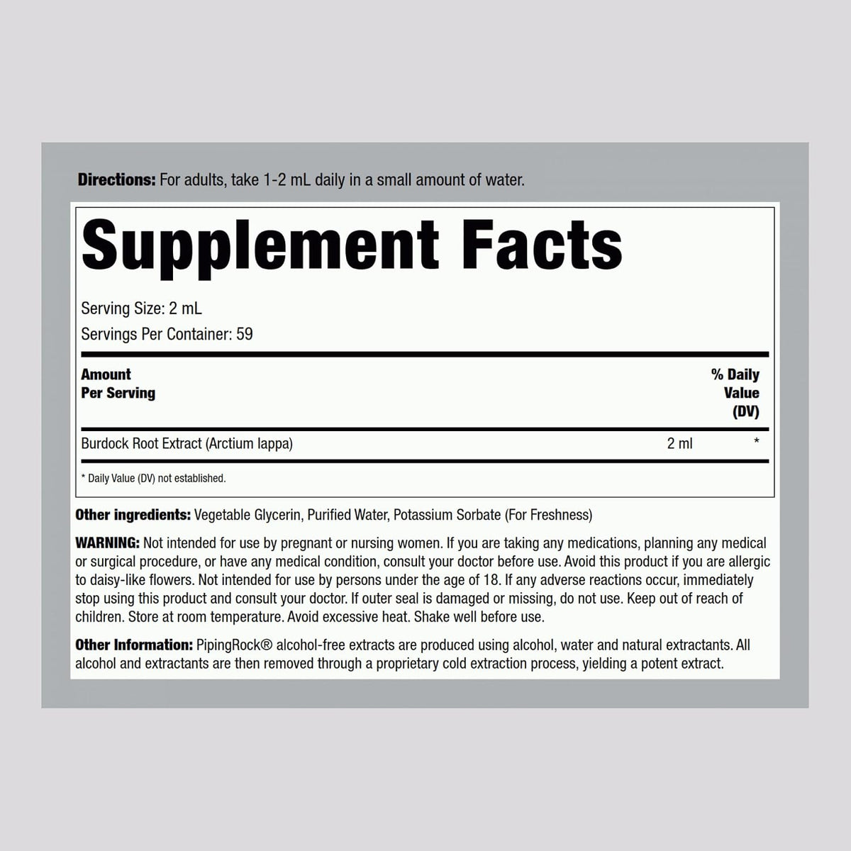 Piping Rock Burdock Root Tincture Extract | 118 ml | Premium Herbal Liquid Drops | Certified Botanical Supplement | Non-GMO, Gluten-Free - görsel 2