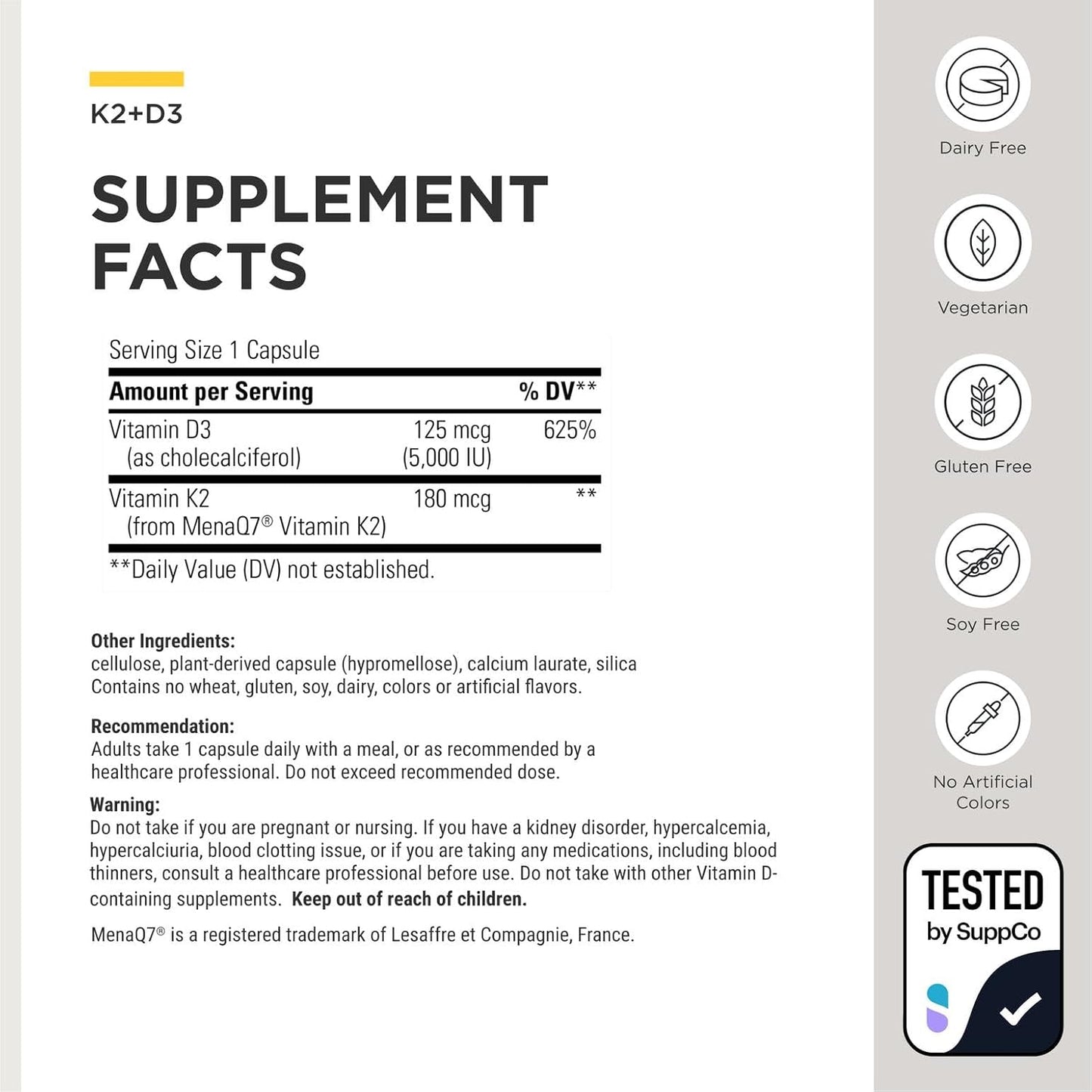 Integrative Therapeutics K2 + D3 - Supplement for Cardiovascular and Bone Health - 60 Capsules - görsel 3