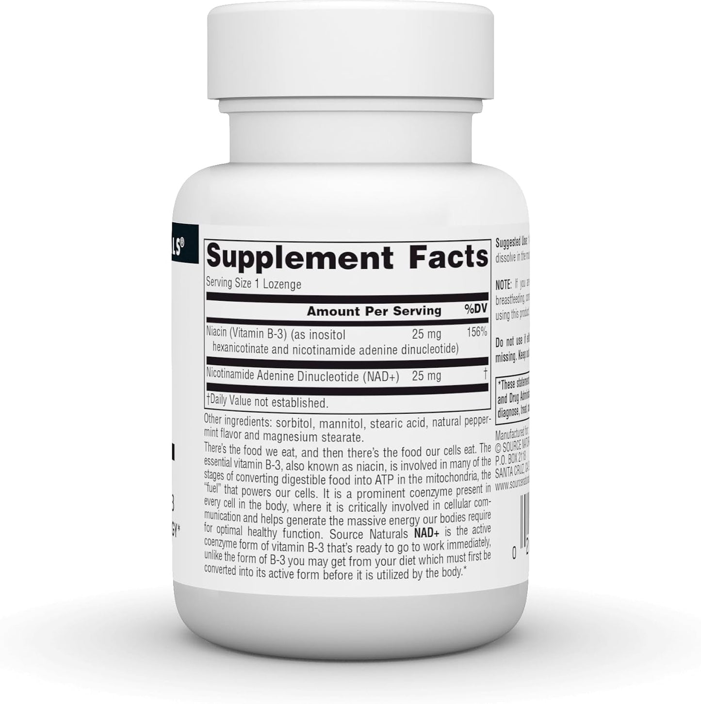Source Naturals NAD+ Coenzymated B-3 – 25 mg Sublingual Lozenges, 30 Count - görsel 2