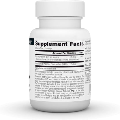 Source Naturals NAD+ Coenzymated B-3 – 25 mg Sublingual Lozenges, 30 Count