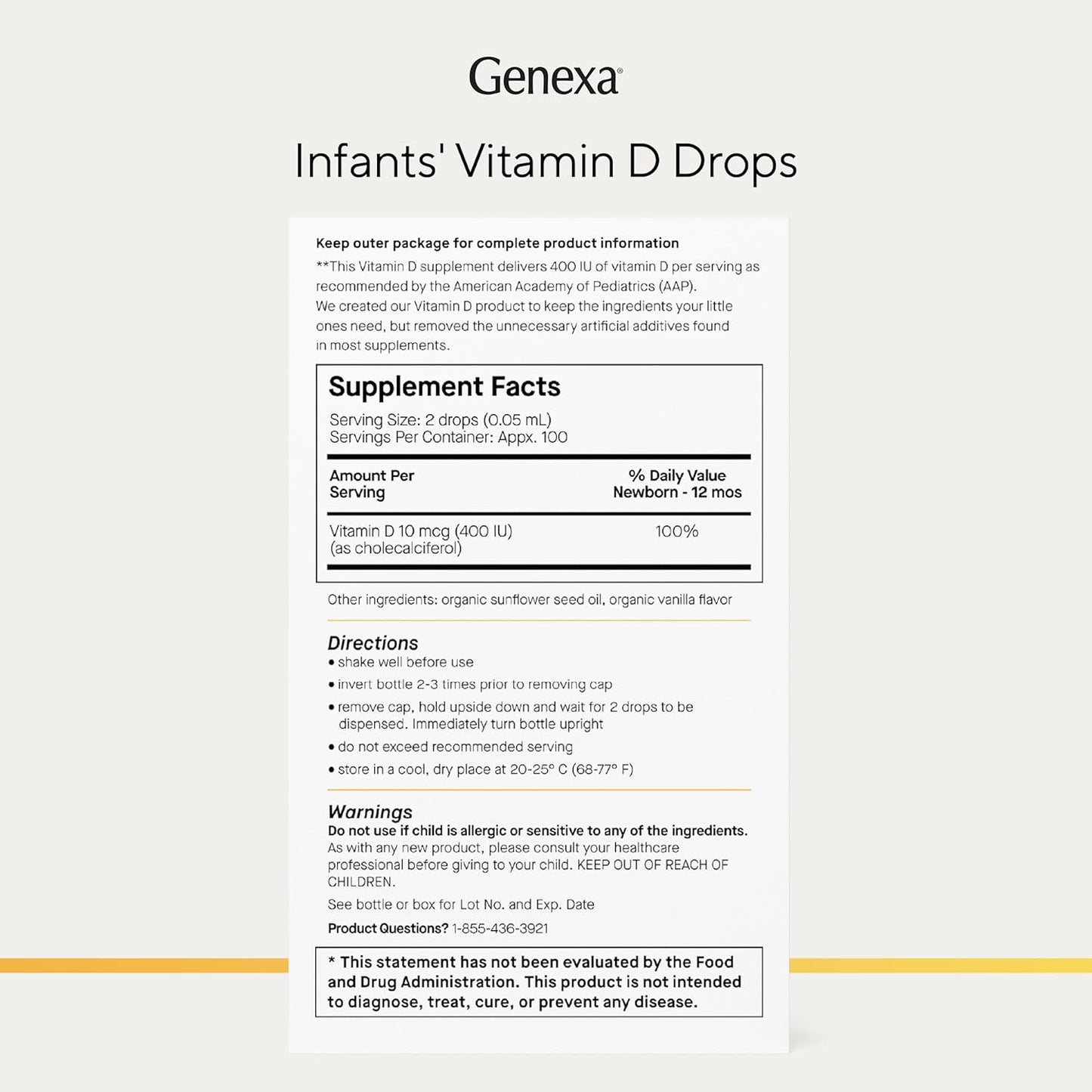 Genexa Infant Vitamin D Liquid Drops – Organic Vanilla, 90 Servings - görsel 7