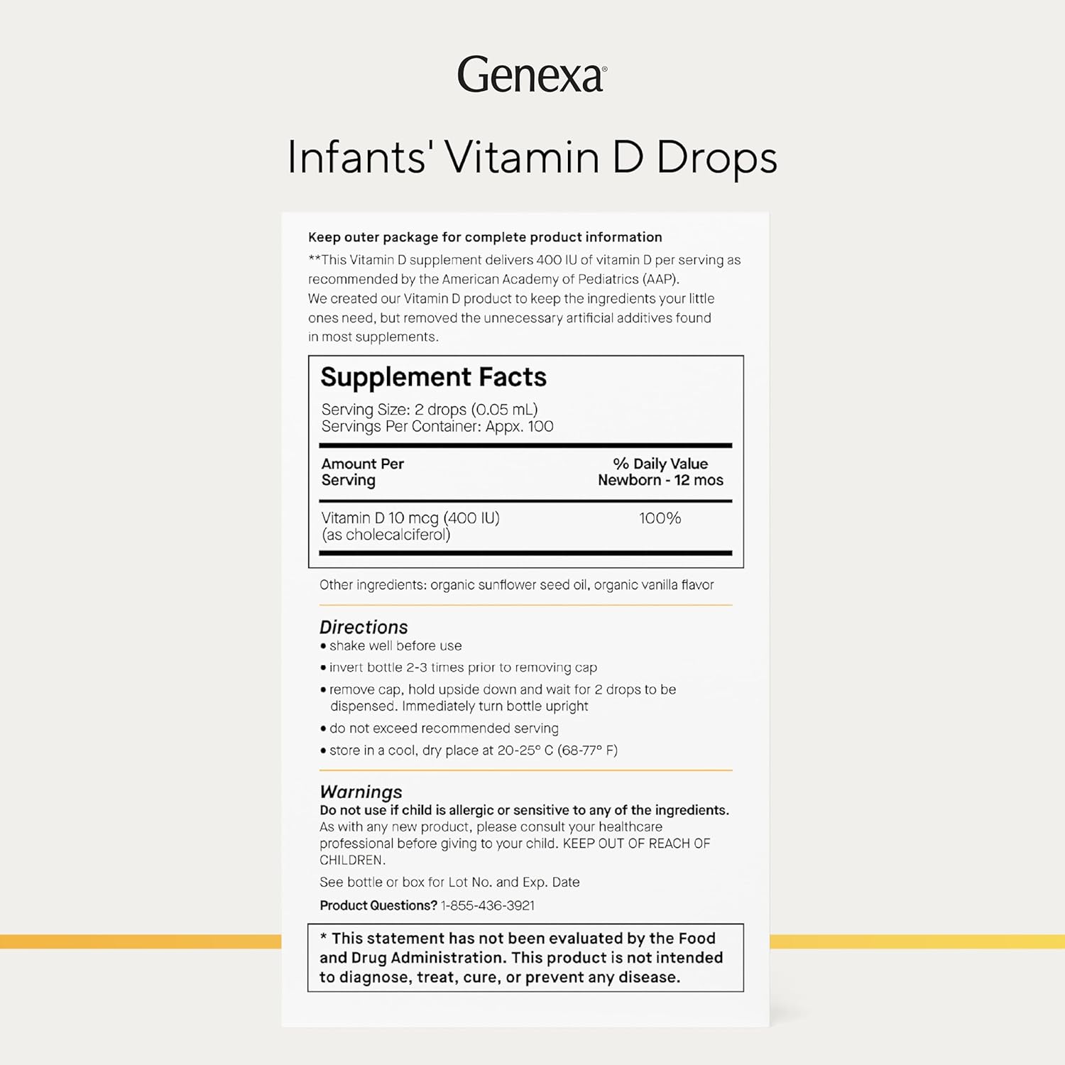 Genexa Infant Vitamin D Liquid Drops – Organic Vanilla, 90 Servings - görsel 7