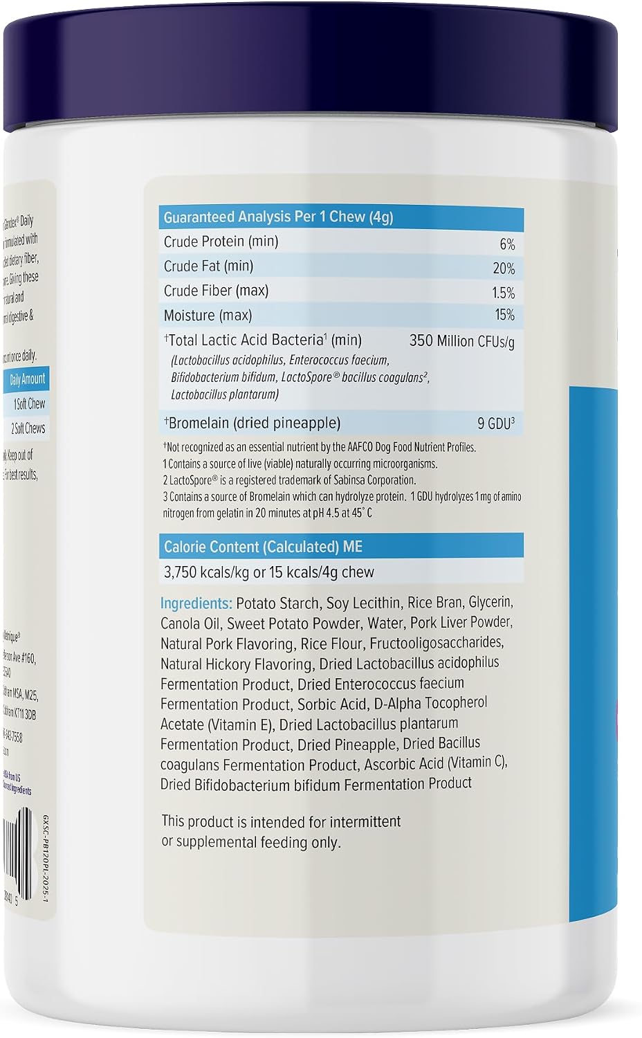 Vetnique Glandex Dog Probiotic Chews, Daily Probiotics for Dogs 5 Strains, Prebiotics & Digestive Enzymes for Gut and Immune Health, Vet Formulated for Occasional Diarrhoea (120ct Chews) - görsel 8