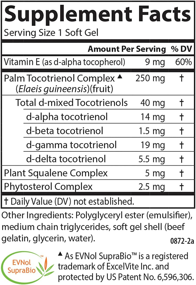 Carlson - Tocomin SupraBio, Full Spectrum Tocotrienol Complex, Non-GMO Tocotrienols, Alpha, Beta, Gamma, Delta, 120 Softgels - görsel 4