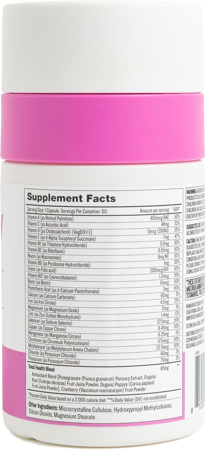 Health by Habit Women's Multi Supplement (60 Capsules) - 23 Essential Vitamins and Minerals, Supports General Health & Wellness, Non-GMO, Sugar Free (1 Pack) - görsel 2