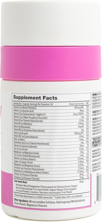 Health by Habit Women's Multi Supplement (60 Capsules) - 23 Essential Vitamins and Minerals, Supports General Health & Wellness, Non-GMO, Sugar Free (1 Pack)