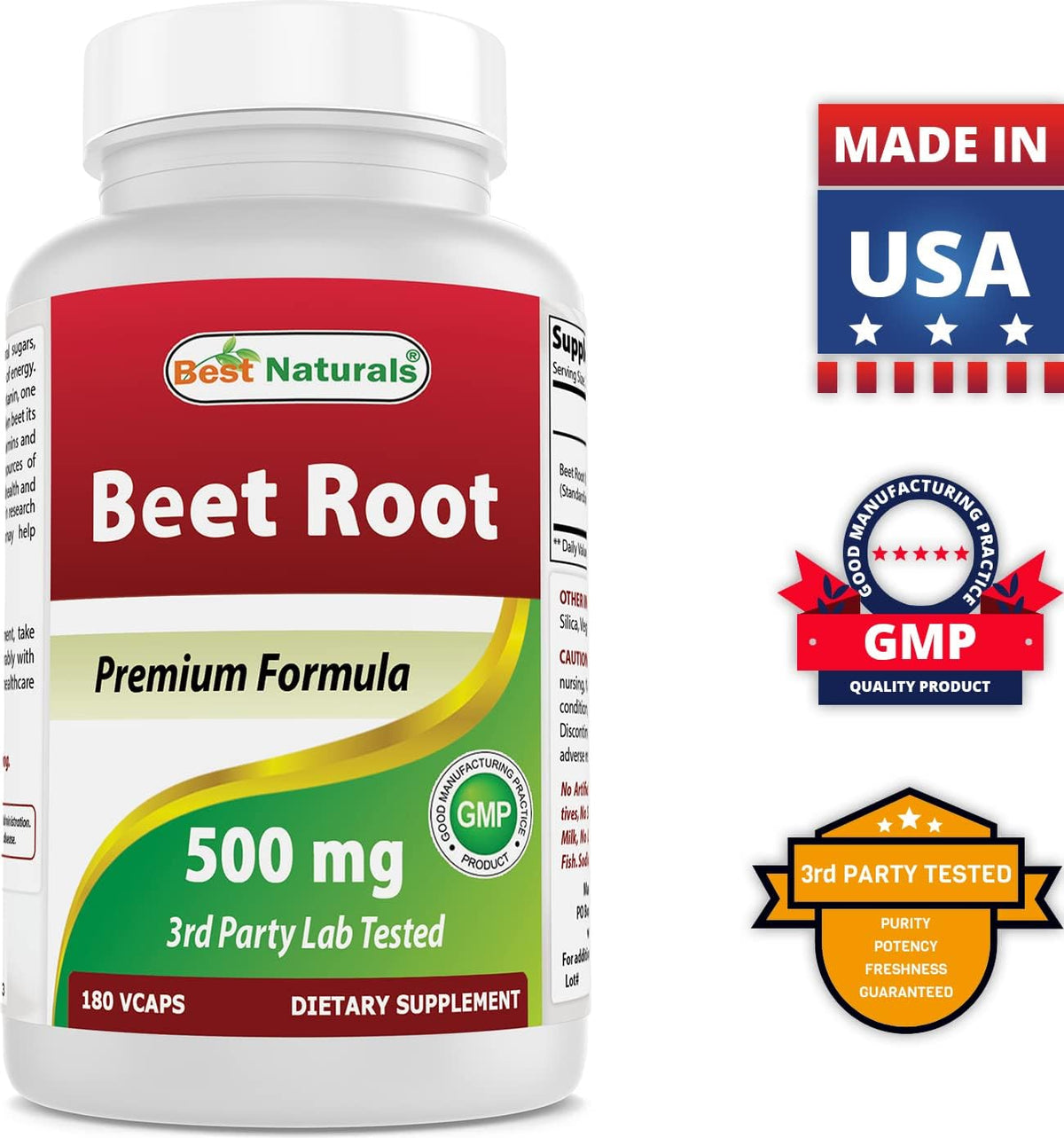 Best Naturals Beet Root Powder 500 mg, 180 Capsules (Pack of 3) - görsel 8