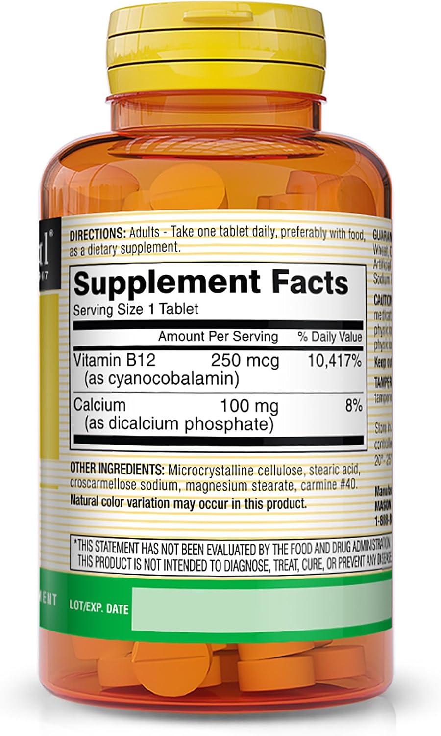 Mason Natural Vitamin B12 250mcg Tablets - görsel 2