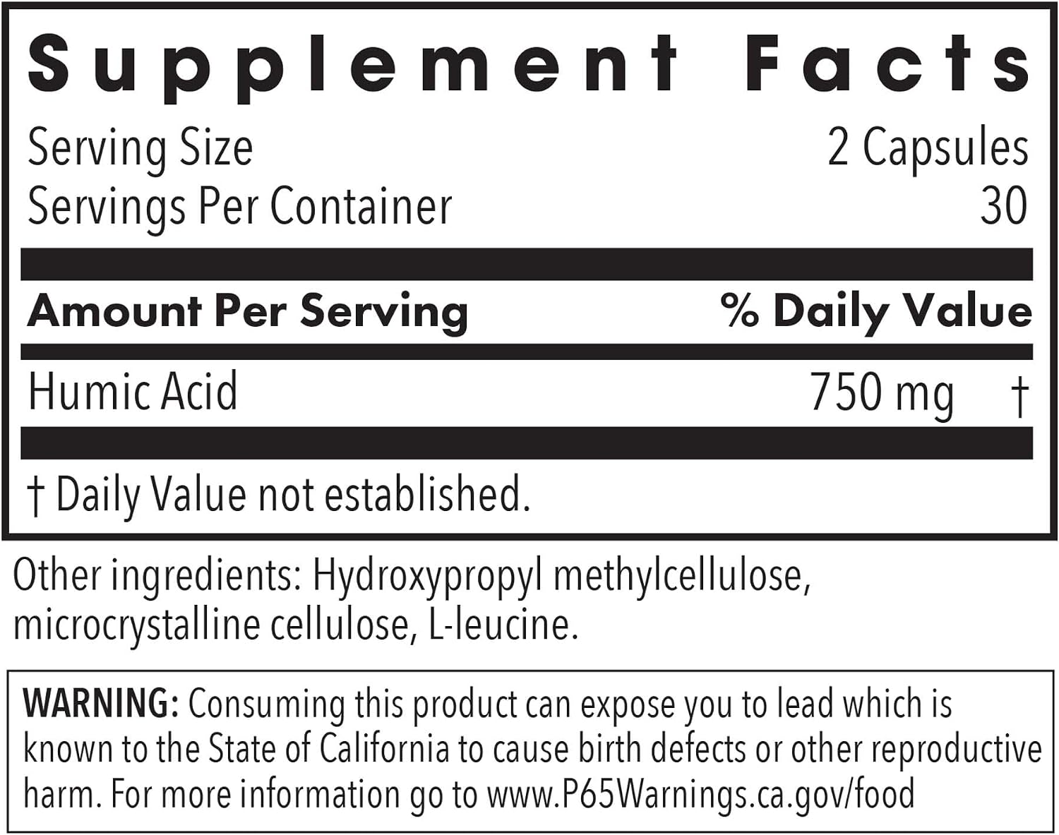 Allergy Research Group Humic Acid – 750 mg – 60 Capsules - görsel 2