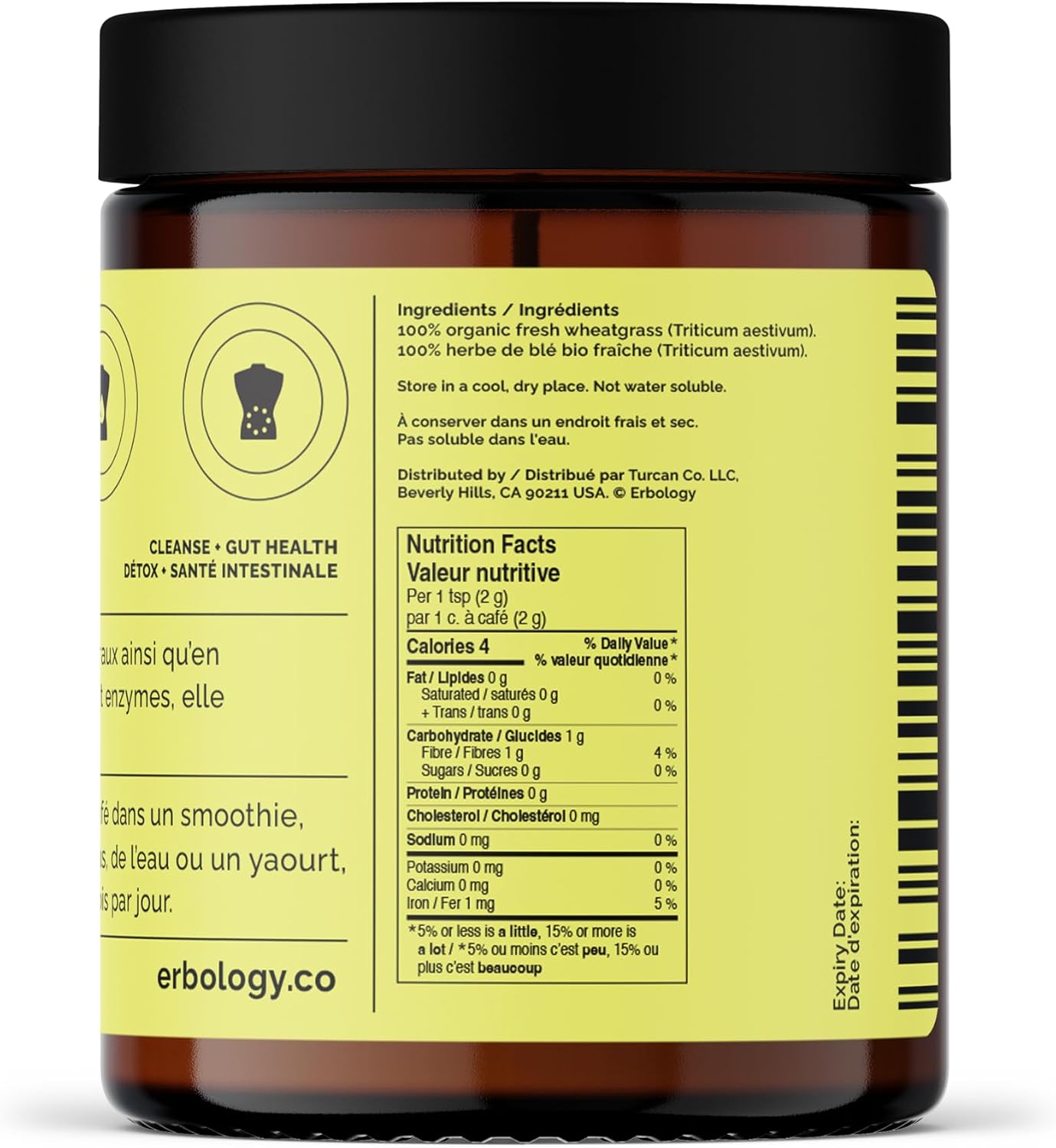 Erbology Organic Wheatgrass Powder – Body Cleansing & Gut Health Support, 91 g (45 Servings) - görsel 5