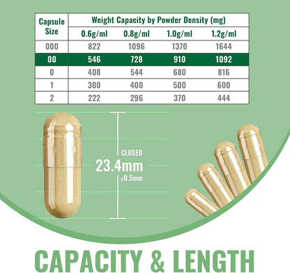 ATNreuro 00 Empty Vegan Capsules with 2 Micro Spoons - 100 Count
