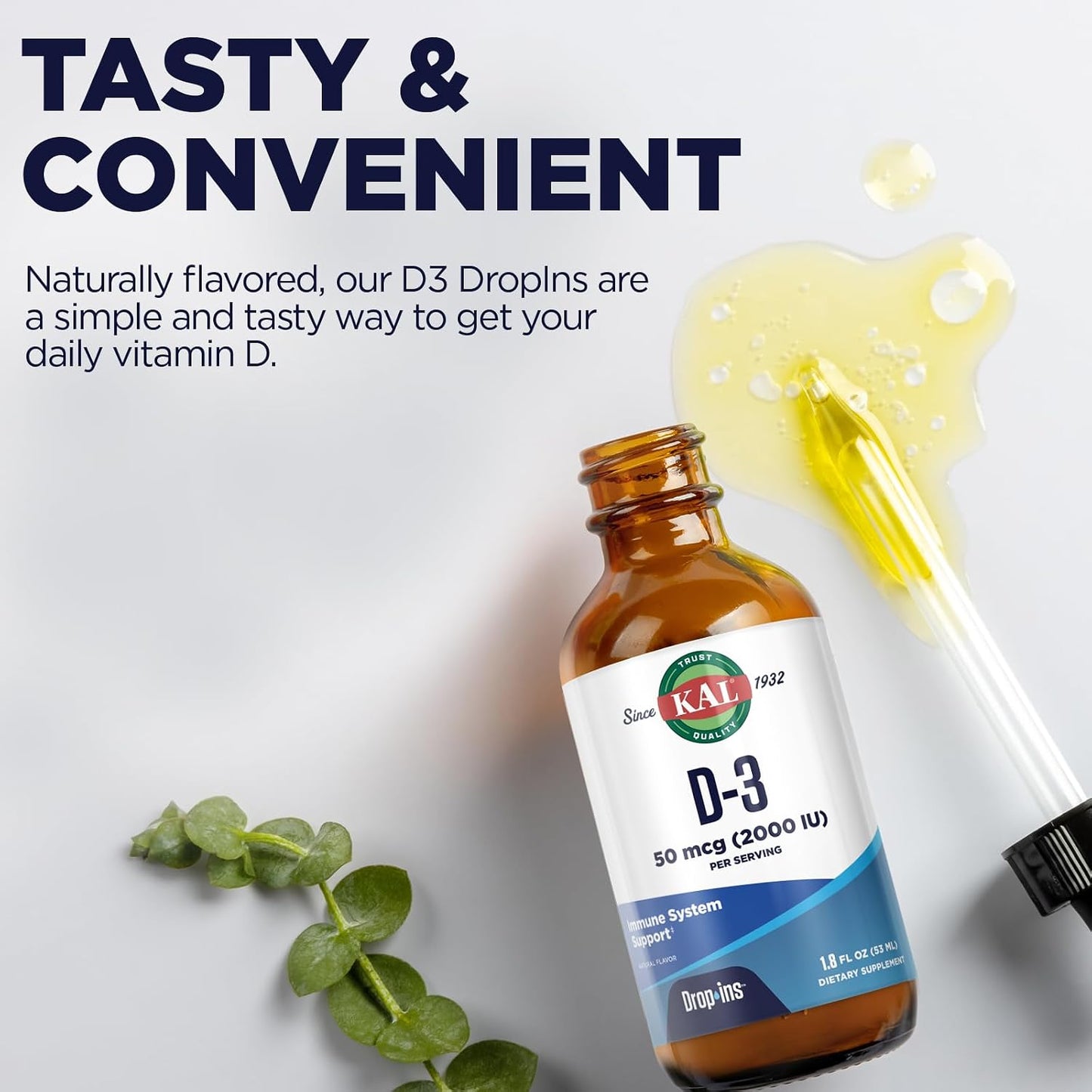 KAL Vitamin D3 2000 IU (50 mcg) DropIns – Liquid Vitamin D3 Drops - görsel 5