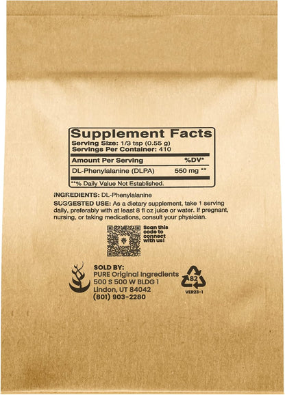 PURE ORIGINAL INGREDIENTS DL-Phenylalanine Powder (8 oz) Always Pure, No Fillers or Additives