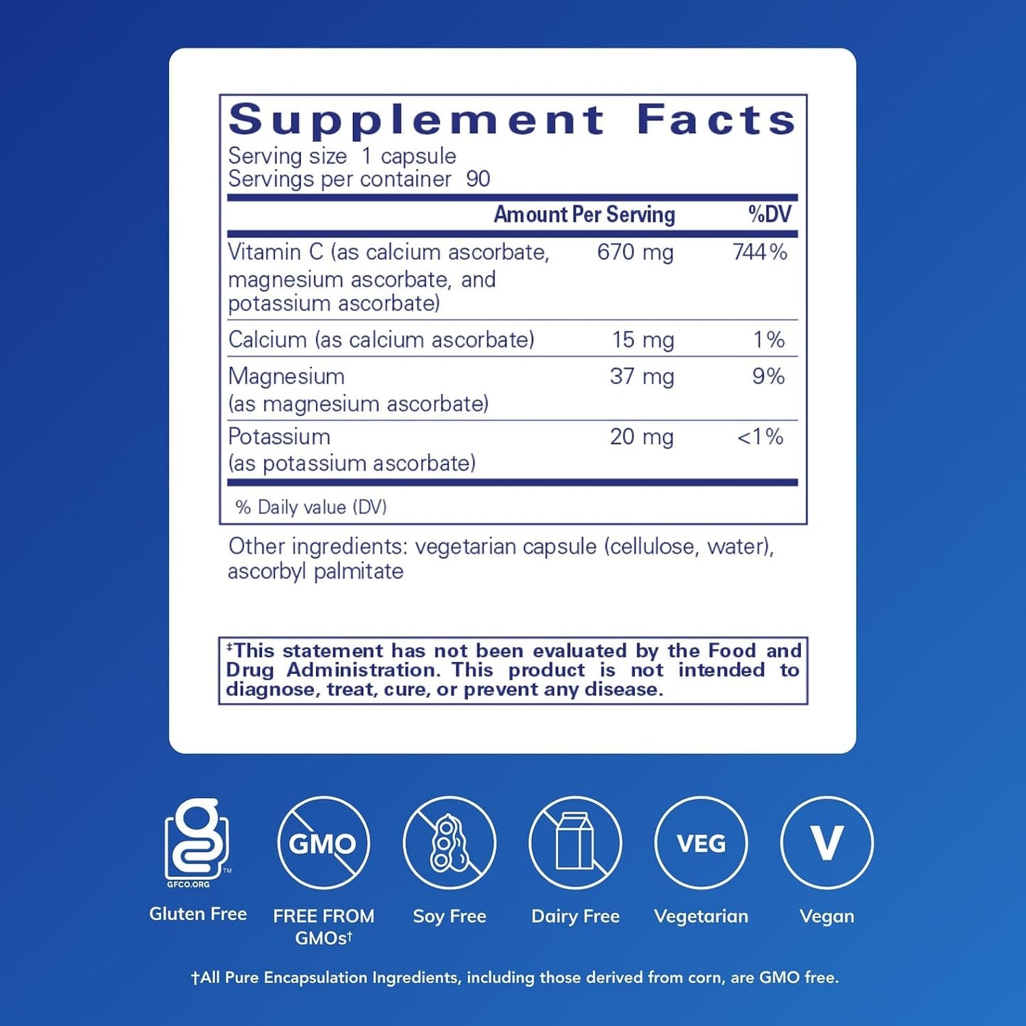 Pure Encapsulations Buffered Ascorbic Acid Capsules | Vitamin C for Sensitive Individuals | 90 Capsules - görsel 2
