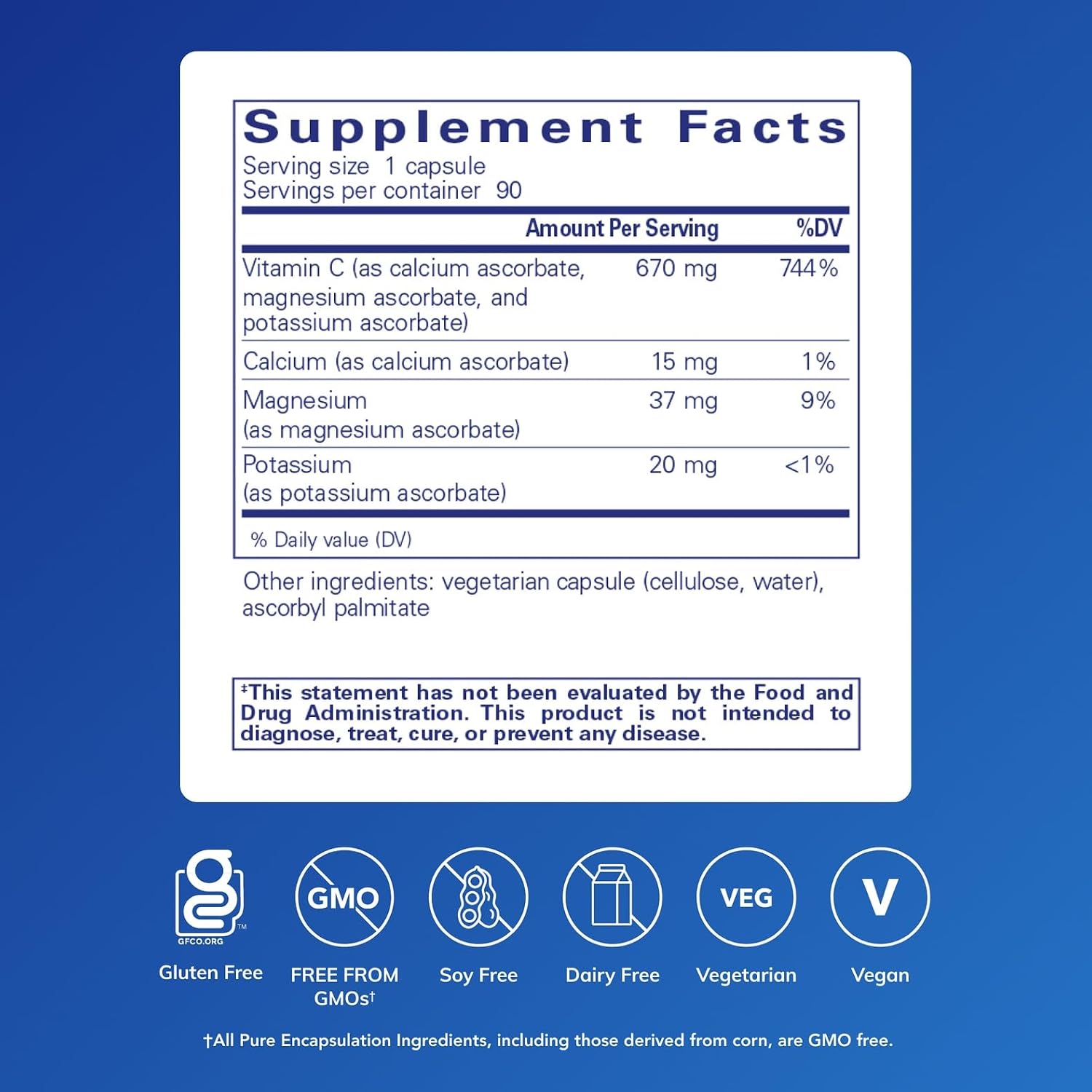 Pure Encapsulations Buffered Ascorbic Acid Capsules | Vitamin C for Sensitive Individuals | 90 Capsules - görsel 2