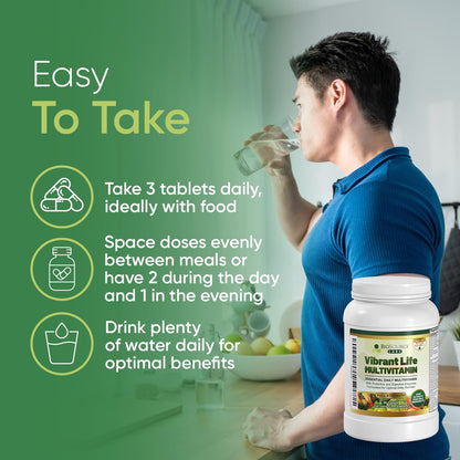 Vibrant Life Multivitamin with Probiotics, Digestive Enzymes & B Complex – Over 45 Fruits and Vegetables, Non-GMO, Gluten-Free, Daily Vitamins & Minerals for Men & Women (30-Day Supply)