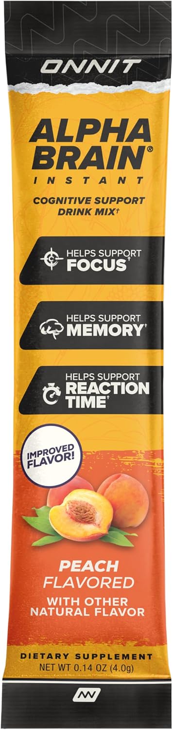 ONNIT Alpha Brain Instant Cognitive Support Drink Mix, Peach Flavour, 30 Sachets - görsel 4