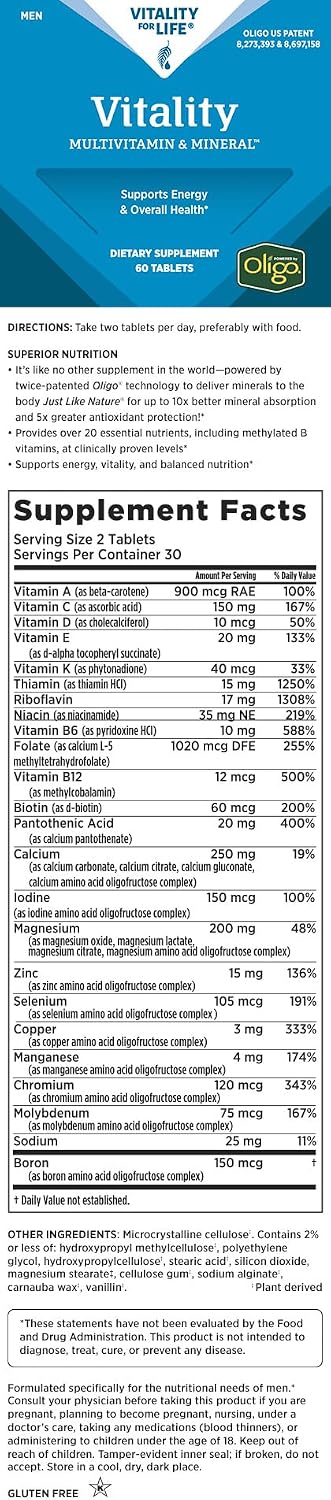 Melaleuca Multivitamin & Mineral Supplement for Men, Powered by Oligo (60 Tablets) - görsel 2