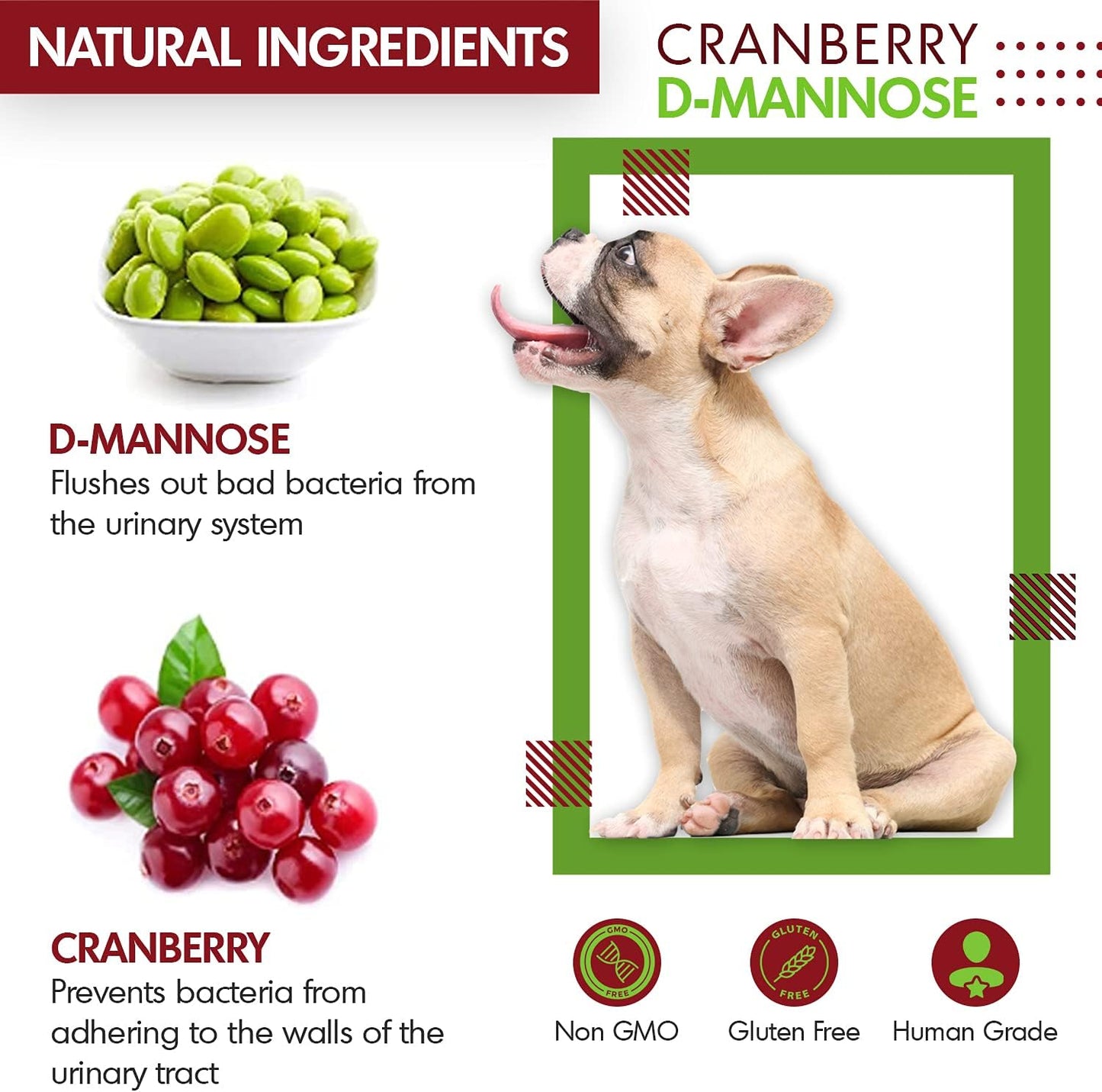 Doggy Naturals Cranberry D-Mannose for Dogs and Cats - Chicken Liver Flavoured Chewable Tablets - Urinary Tract Health Support (60 Count) - görsel 6