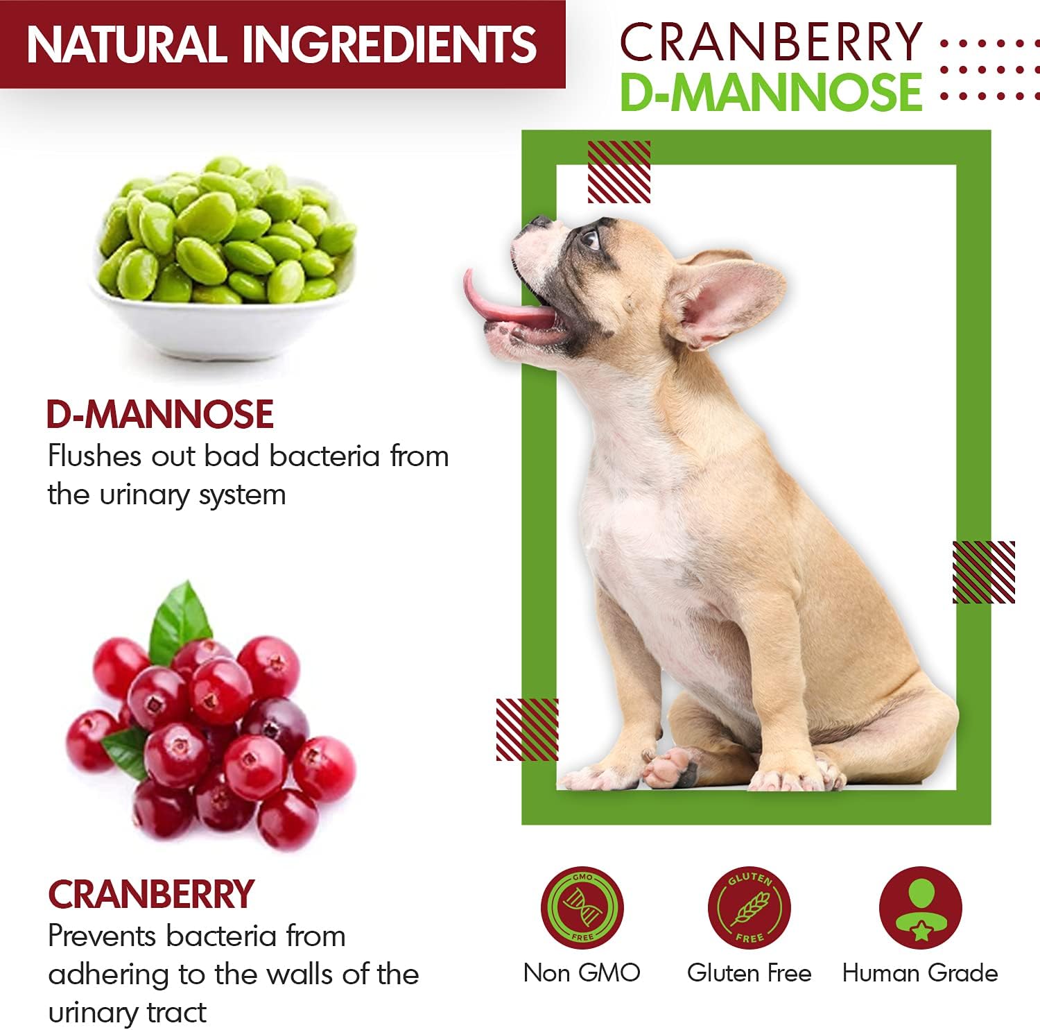 Doggy Naturals Cranberry D-Mannose for Dogs and Cats - Chicken Liver Flavoured Chewable Tablets - Urinary Tract Health Support (60 Count) - görsel 6